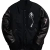 Def Jam Black Varsity Bomber Jacket With Real Leather Sleeves