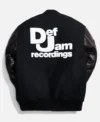 Def Jam Black Varsity Bomber Jacket WithThe Real Leather Sleeves