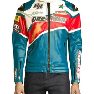 Mens Biker Bandit Nba Youngboy Dreamer Genuine Leather Jacket Front