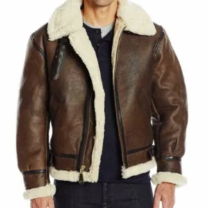 Mens-Brown-RAF-Aviator-B3-Sheepskin-Real-Shearling-Flight-Bomber-Jacket