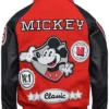 Mens MJ Micky Mouse Wool & Faux Leather Sleeves Letterman Varsity Bomber Jacket