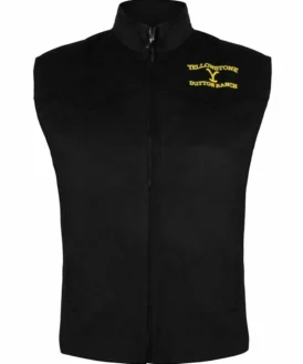 Men's Yellowstone Vest Kevin Costner John Dutton Black Cotton Vest Jacket Front