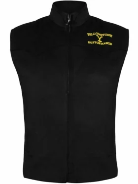 Mens Yellowstone Vest Kevin Costner John Dutton Black Cotton Vest Jacket Front