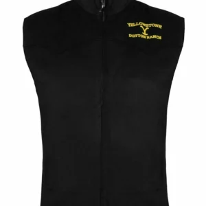 Mens Yellowstone Vest Kevin Costner John Dutton Black Cotton Vest Jacket Front