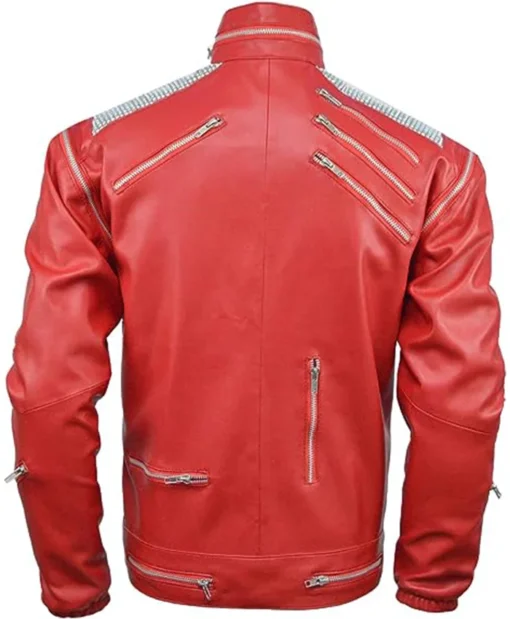 Michael Jackson Beat It Jacket - MJ Beat It Faux Leather Red Costume Jacket Back
