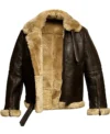 RAF Aviator Brown B3 Bomber Real Sheepskin Shearling Leather Jacket