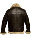 RAF Aviator Brown B3 Bomber Real Sheepskin Shearling Leather Jacket Back