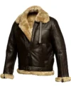 RAF-Aviator-Brown-B3-Bomber-Real-Sheepskin-Shearling-Leather-Jacket-Front