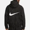Black and White Nike X Stussy Striped Fleece Hooded Jacket For Sale