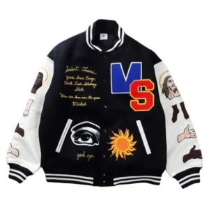 Choose Your Savior Varsity Black Jacket Front