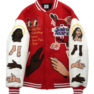 Choose Your Savior Varsity Red Jacket Sleeves