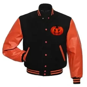Happy Halloween Printed Bomber Jacket fornt