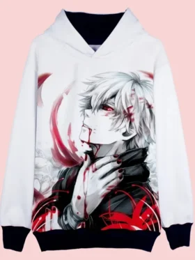 Kaneki Ken Tokyo Ghoul Hoodie white and red