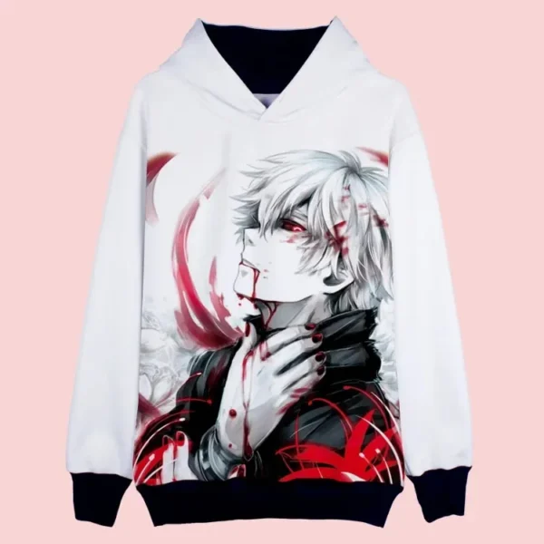 Kaneki Ken Tokyo Ghoul Hoodie white and red