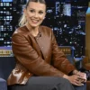 Millie-Bobby The-Tonight Show Starring Jimmy Fallon Brown Jacket Left