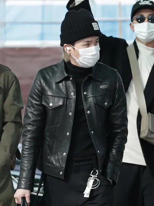 Min Yoon gi BTS Suga Black Leather Jacket