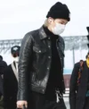 Min Yoon gi BTS Suga Black Leather Jacket Right