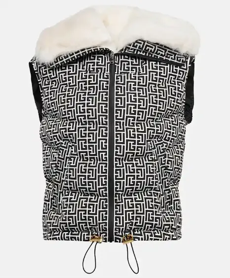Monogrammed Faux Fur Multi Style Vest