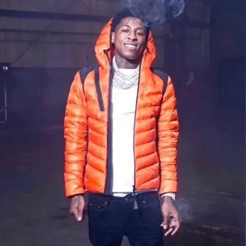 NBA Youngboy Orange Hooded Puffer Jacket