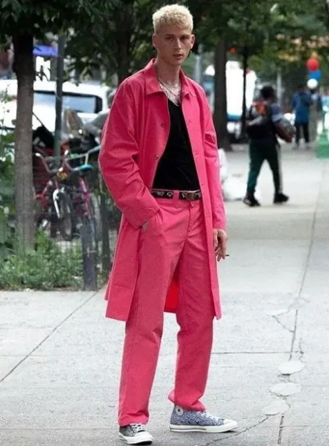 Rapper Colson Baker Machine Gun Kelly Pink Suit For Sale