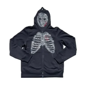 Rhinestone Skeleton Zip up Hoodie