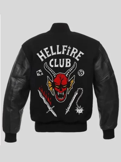 Stranger Things Hellfire Club Varsity Bomber Jacket Back