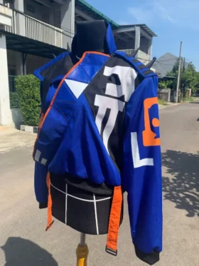 Valorant Yoru Leather Blue Jacket Front