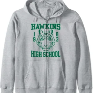hawkins stranger things hoodie light grey