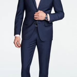 sharkskin blue suit