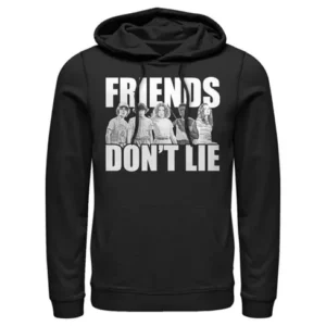 stranger things friends dont lie hoodie blac and white