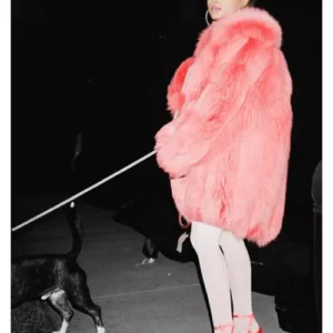 Actress Ariana Grande Faux Fur Pink Jacket
