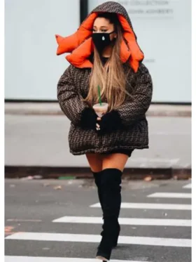 Ariana Grande Songwriter Reversible Brown Puffer Jacket