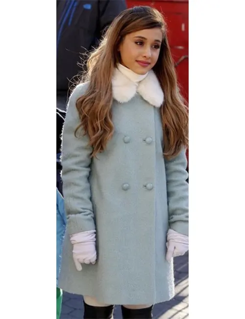 Blue Wool Ariana Grande Long Coat