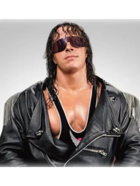 Bret Hart Black Leather Jacket