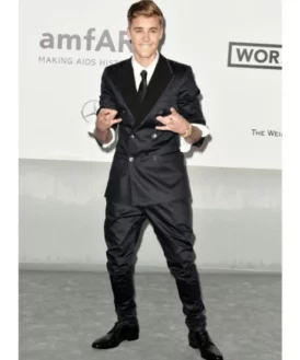 Buy Justin Bieber Double Breasted Black Suit For Mens