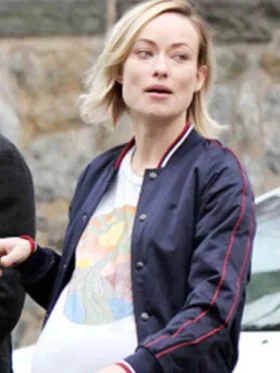Buy Olivia Wilde Blue Bomber Jacket For Womens