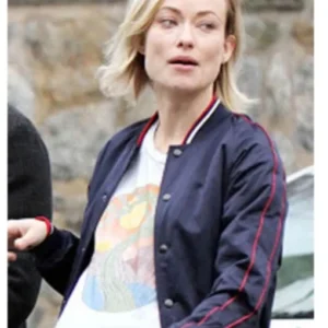 Buy Olivia Wilde Blue Bomber Jacket For Womens