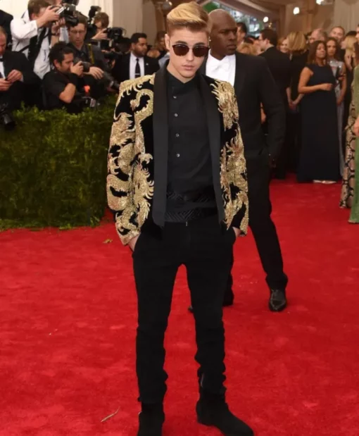 Buy Unique justin Bieber Dragon Gold Suit for Mens