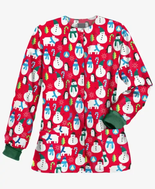 Christmas Multicolors Scrub Jacket Style 1