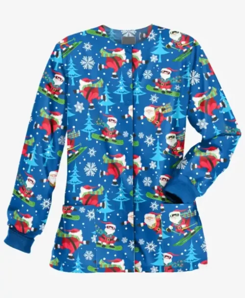 Christmas Multicolors Scrub Jacket Style 5