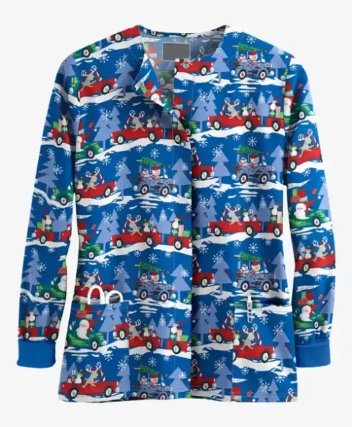Christmas Multicolors Scrub Jacket Style 7