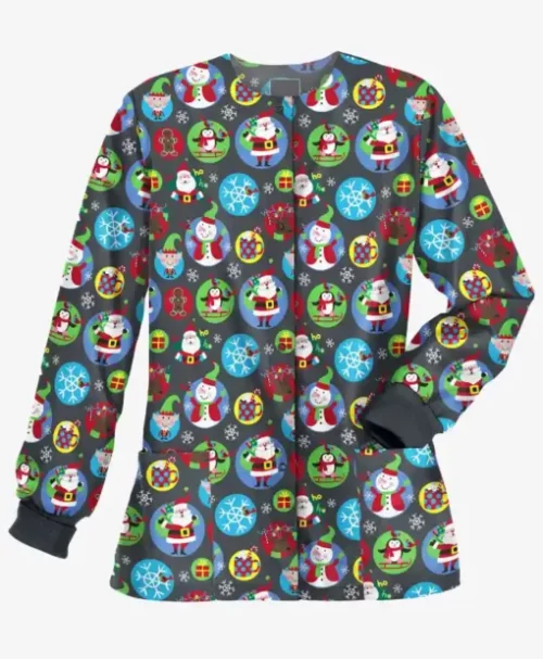 Christmas Multicolors Scrub Jacket Style 8