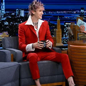 Colson Baker Red Suiting Fabric Suit Front 