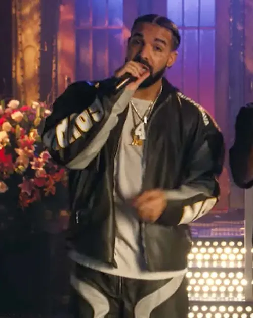 Drake Live On SNL Black Leather Jacket