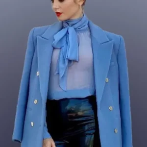 Emily in Paris Emily Cooper Blue Wool Coat