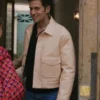 Emily in Paris S03 Gabriel Beige Leather Jacket.