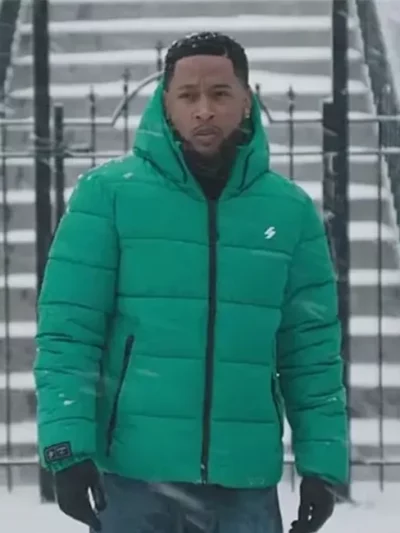 Emmett’s green padded jacket