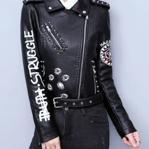 Eye Dare You Black Leather Jacket