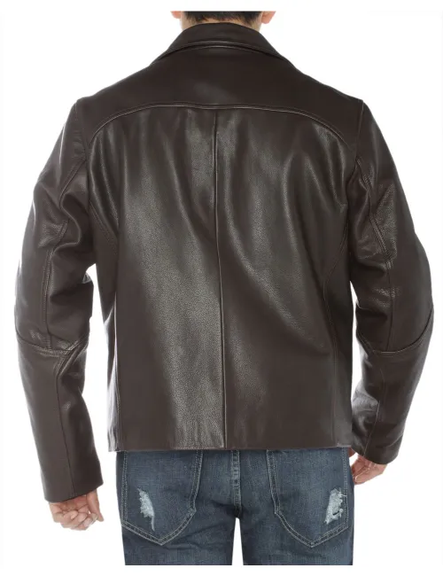 Full Grain Brown Leather Jacket Back