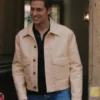 Gabriel Beige Emily in Paris S03 Beige Leather Jacket
